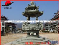 福建石雕工艺品 石刻香炉 寺庙双龙青石香炉